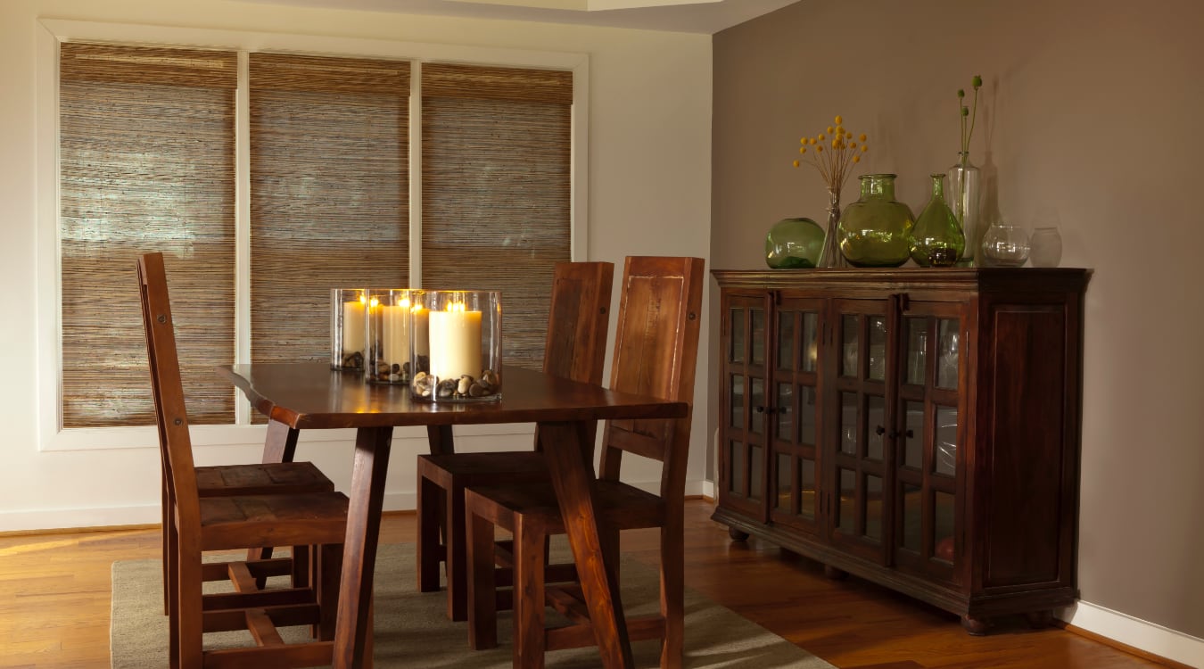 Woven shutters in a Denver dining room.